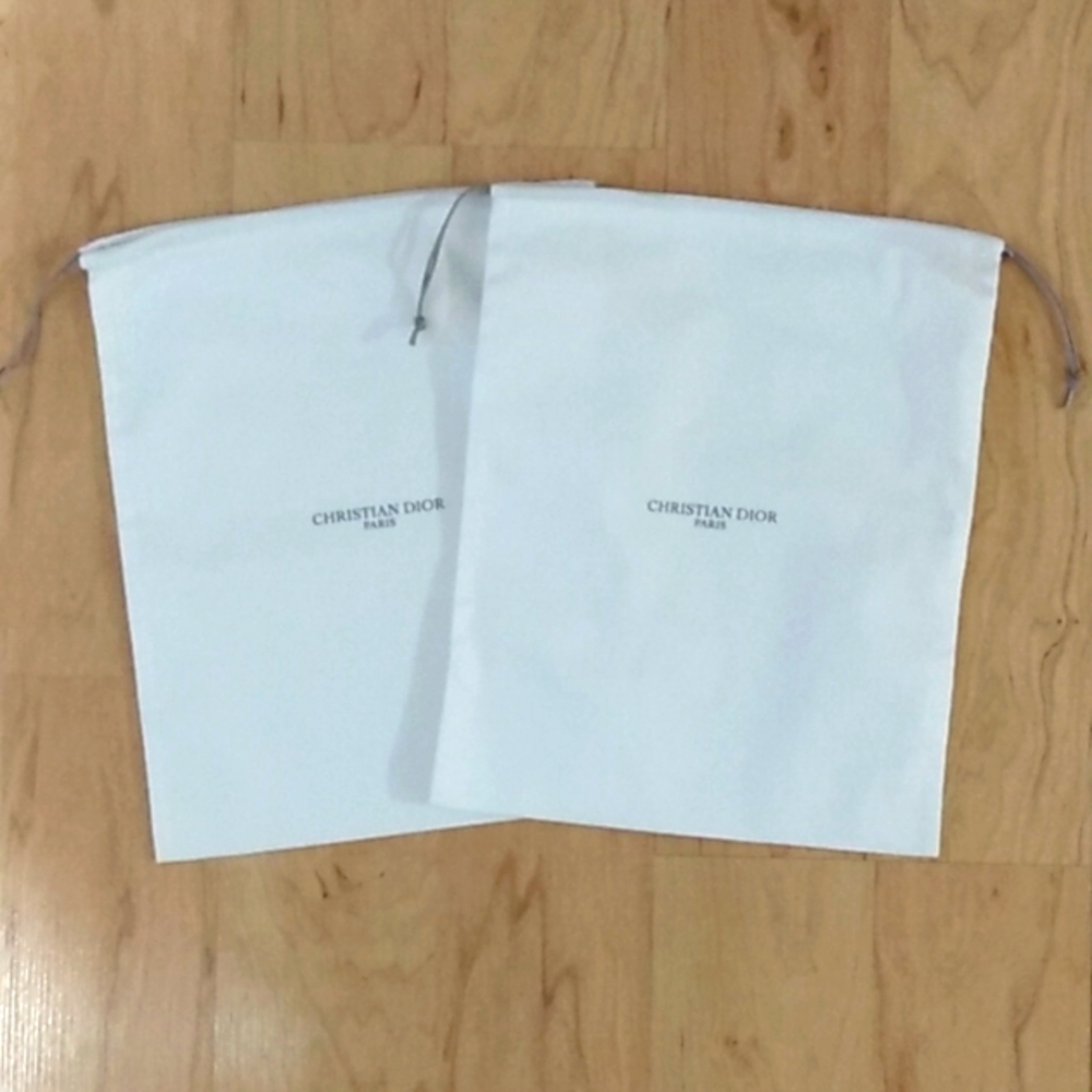 New Christian Dior Paris Dust Drawstring Cloth Storage Bag Bags NWOT Set 2